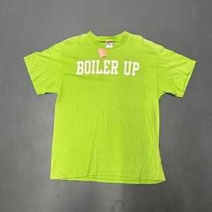 Vintage retro y2k Purdue boilermakers "boiler up" bright lime green Tshirt